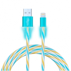 FORZA Кабель для зарядки Конфетти iP, 1м, 1.5А, цветная подсветка, 3 цвета, пакет (10702070/101121/0365135, Китай)