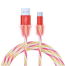 FORZA Кабель для зарядки Конфетти Type-C, 1.5А, 1м, цветная подсветка, 3 цвета, пакет (10131010/100922/3409746, Китайская Народная Республика)