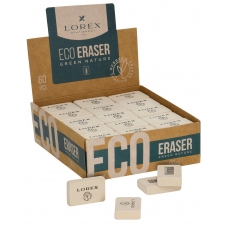 Ластик LOREX ECO GREEN NATURE натуральный каучук 31х21х8 мм прямоуг. белый мягкий индив.штрих-код