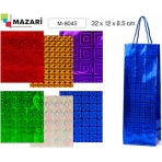 Пакет подарочный бумажный ПОД БУТЫЛКУ,  ГОЛОГРАФИЯ, 32x12x8.5 см