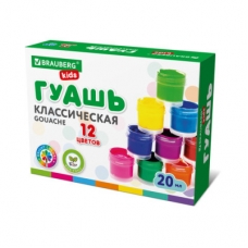 Гуашь BRAUBERG KIDS /NEW/, 12 цветов по 20 мл, 192369