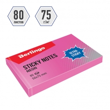 Самоклеящийся блок Berlingo /Ultra Sticky/, 50*75мм, 80л, розовый неон LSn_39413