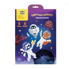 Цветная бумага А4, Мульти-Пульти, 8л., 8цв., перламутровая, в папке, /Енот в космосе/ БЦп8-8_44862 (10702070/250723/3303169/2, Китайская Народная Республика)