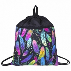 Мешок для обуви BRAUBERG с ручкой, карман на молнии, сетка, 51х41 см, /Feathers/, 271057