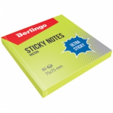 Самоклеящийся блок Berlingo /Ultra Sticky/, 75*75мм, 80л, зеленый неон LSn_39201