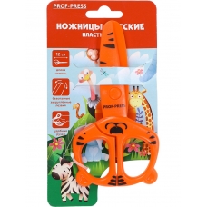 Ножницы детские  12 см. ТИГРУЛЯ (НЖ-4259), пластик. лезвия, фигурные кольца,в карт. блист, кратно 12