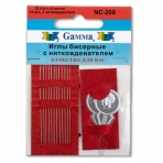 Для рукоделия и работы с бисером   /Gamma/   Иглы бисерные   сталь   NC-208  d 0.34 мм  12 шт с двумя нитковдевателями (10702070/061221/3014042/3, Китайская Народная Республика)