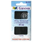 Для рукоделия и работы с бисером   /Gamma/   Иглы бисерные №50   сталь   N-315  d 0.4 мм  6 шт с нитковдевателем (10702070/301121/3007746/2, Китайская Народная Республика)