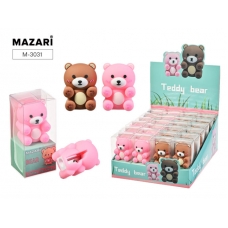Точилка пластиковая TEDDY BEAR, 1 отверстие для заточки, ассорти 2 цвета, ПВХ-упаковка